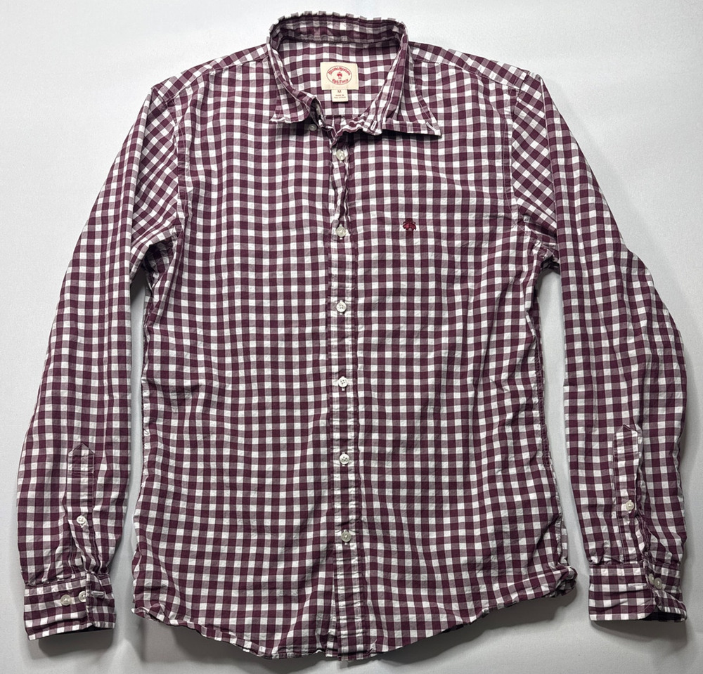 Brooks Brothers Red Fleece Men's Long Sleeve Red White Check Button Up Shirt  M*